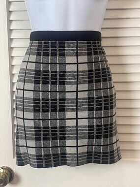 Love Tree Black Gray Plaid Sweater Knit Mini Skirt Medium